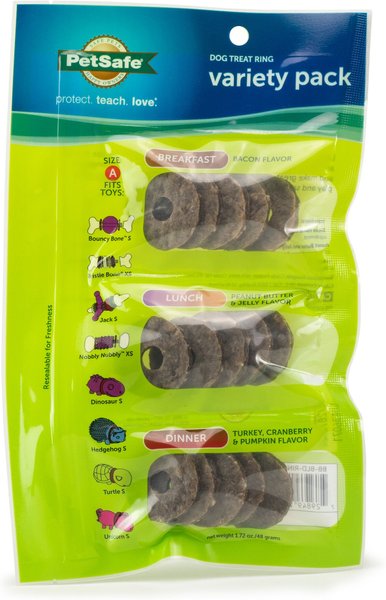 PetSafe Breakfast， Lunch， and Dinner Variety Pack Refill Rings Dog Treats， 15 count， Small