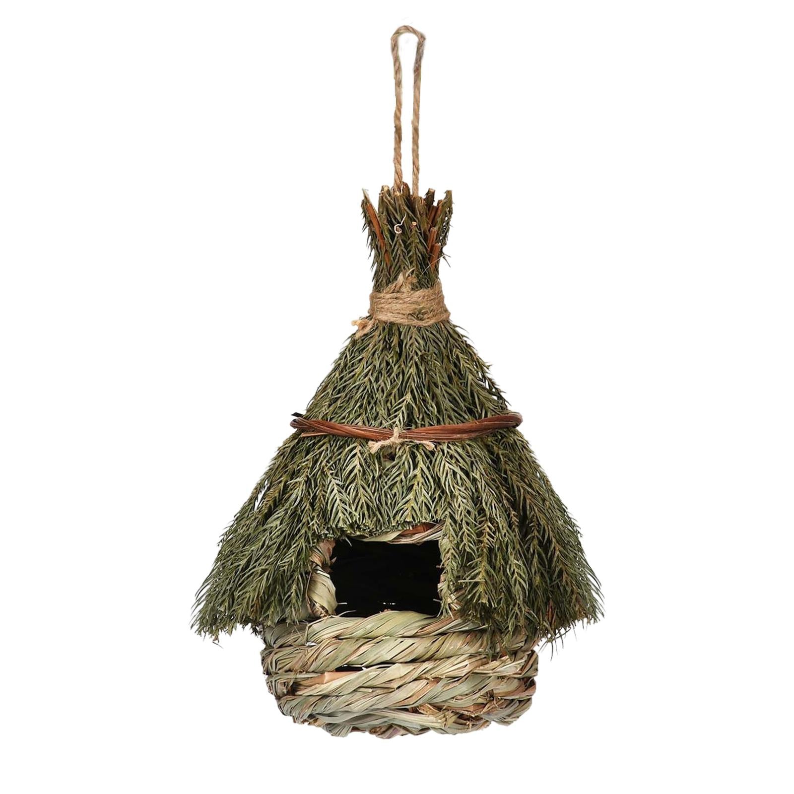 Natural Birds Cage Nest ration Cozy Resting Roosting Pet Bedroom Hut Woven Bird House for Bluebirds Owls Lovebird Hummingbird Outdoor 22cm