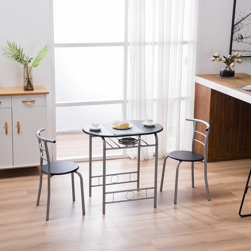 Breakfast Black Bar Table Contemporary 3 piece Set