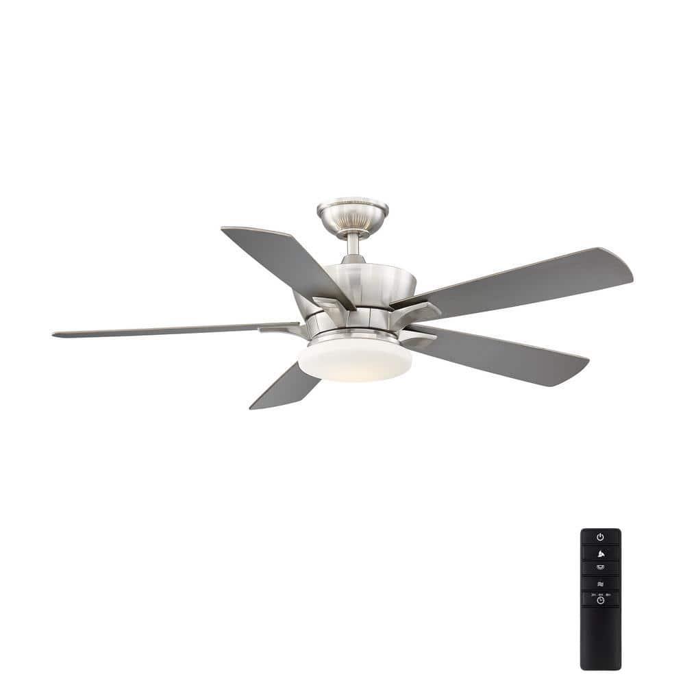 Home Decorators Collection Bergen 52 in LED Uplight Brushed Nickel Ceiling Fan With Light and Remote Control