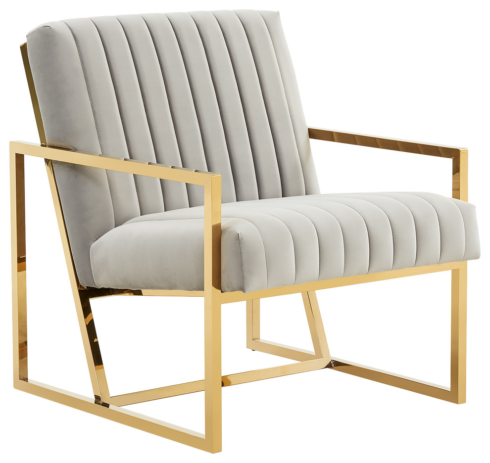 LeisureMod Montgomery Velvet Accent Chair With Gold Frame   Contemporary   Armchairs And Accent Chairs   by LeisureMod  Houzz