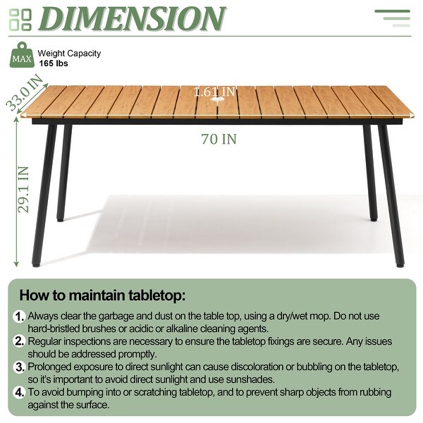 VredHom Outdoor Patio Aluminum Dining Table