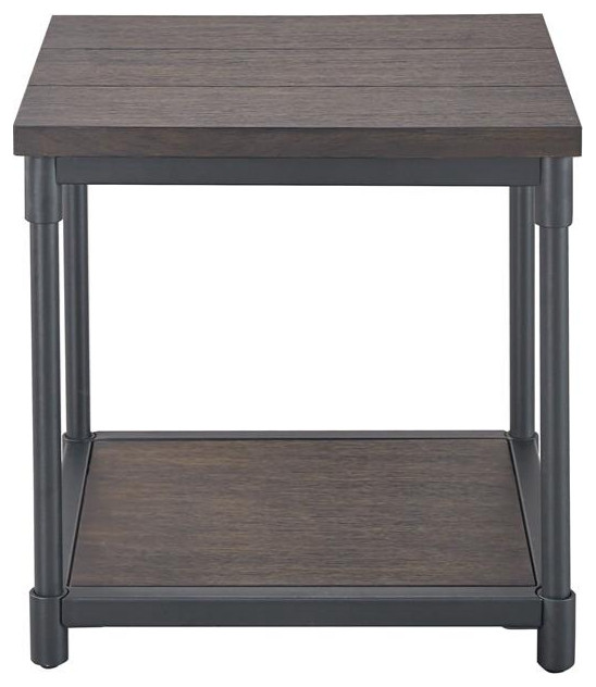 Steve Silver Prescott Smokey Oak and Black Metal End Table   Industrial   Side Tables And End Tables   by Homesquare  Houzz