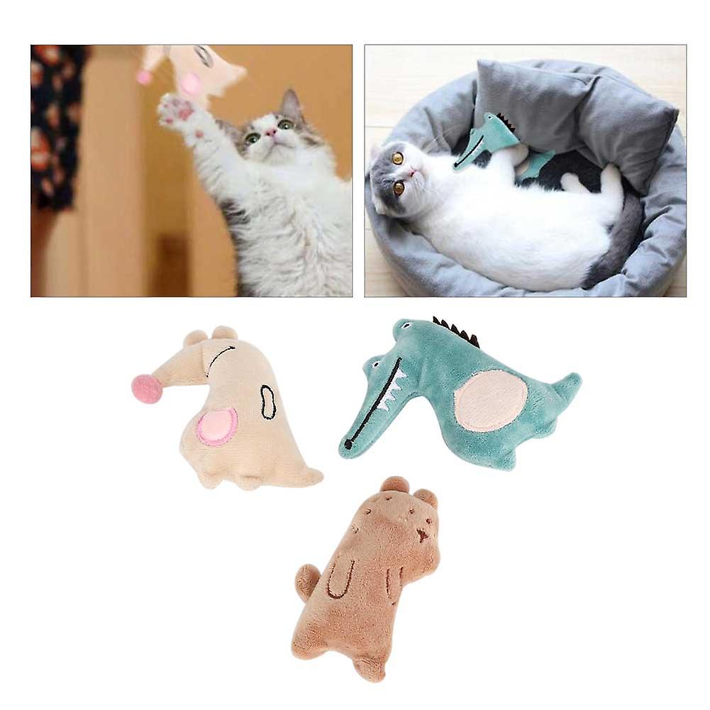 3pcs Pet Cat Plush Interaction Tease Cats Training Toy With Catnip Different Shape Supply