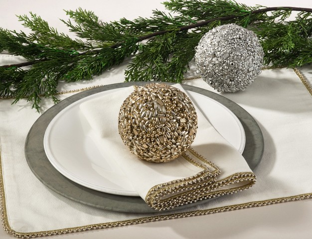 Saro Lifestyle Beaded Decorative Spheres set Of 6