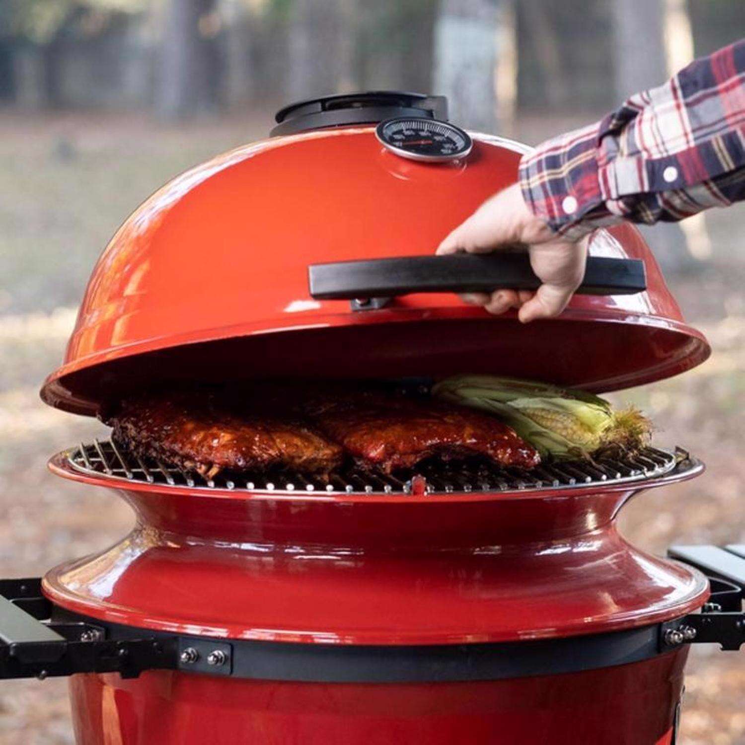 Kamado Joe 22 in. Kettle Joe Charcoal Kamado Grill and Smoker Blazing Red