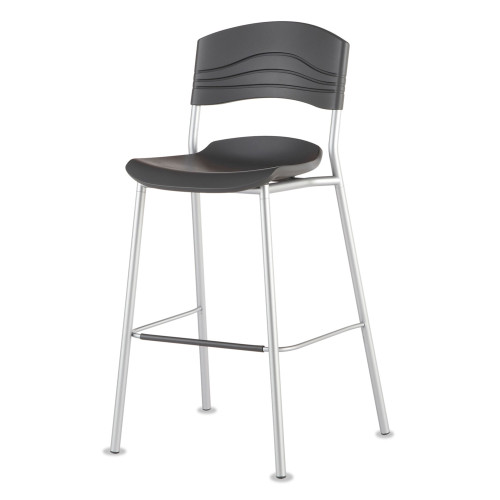 Iceberg CafeWorks Stool， Supports Up to 225 lb， Graphite Seat/Back， Silver Base (64527)