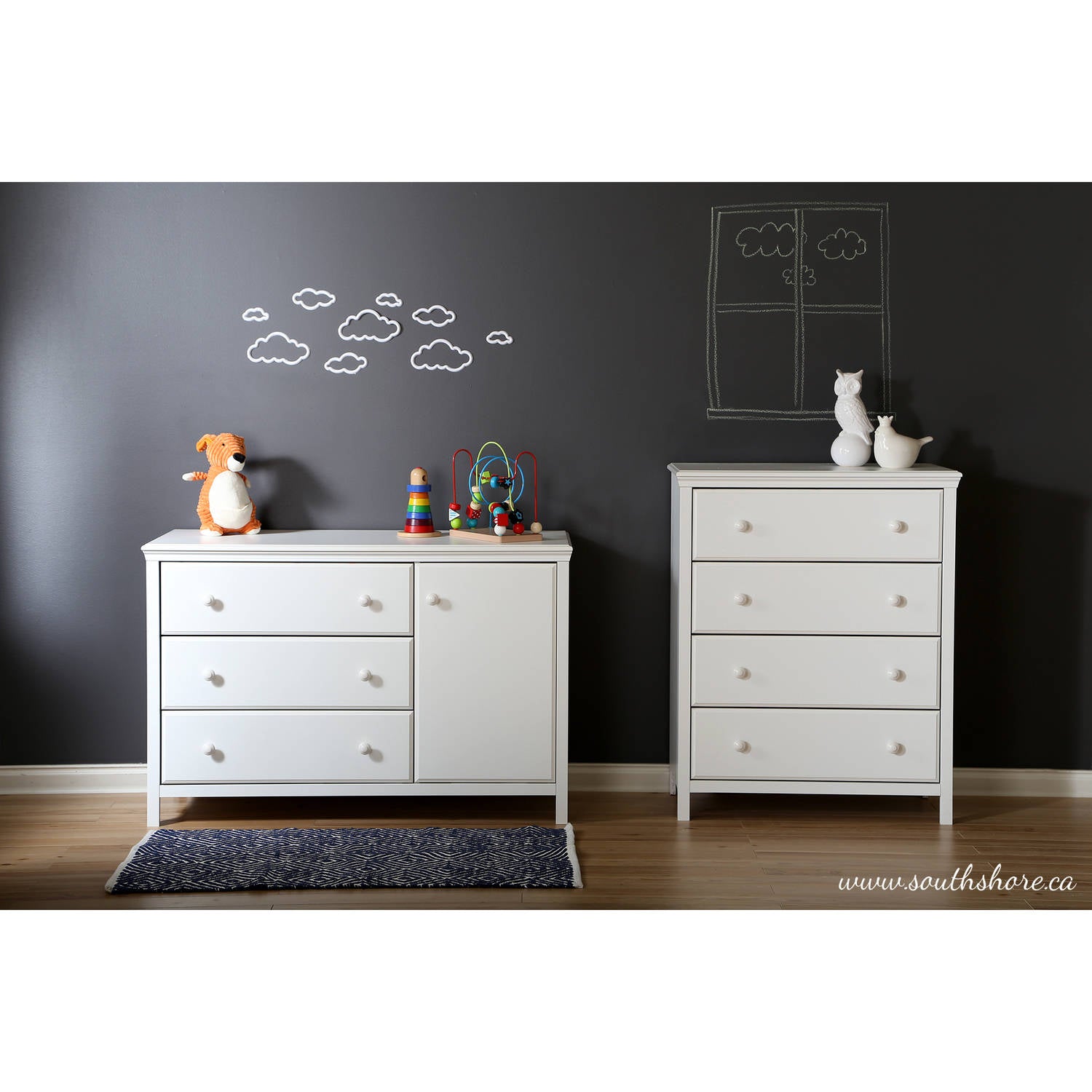 South Shore Cotton Candy Coastal 4 Drawers Chest, White