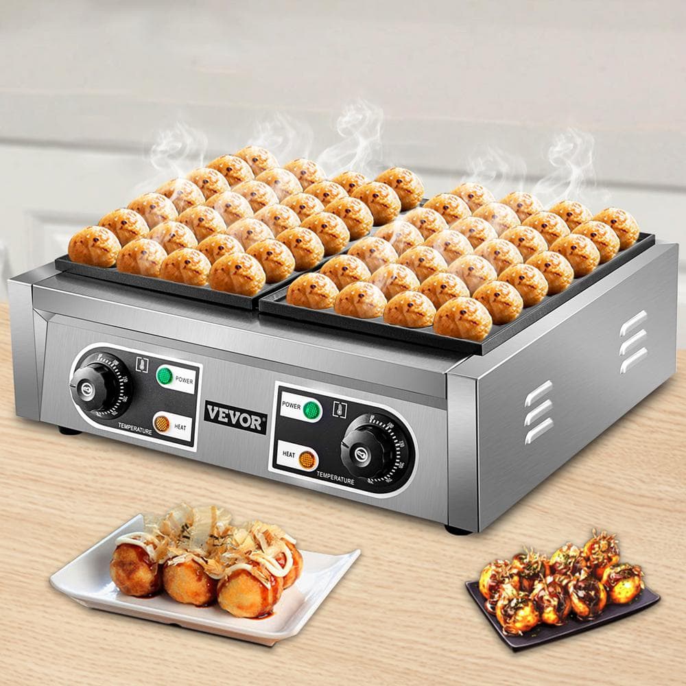 VEVOR Commercial Takoyaki Maker 56 PCs Octopus Fish Ball Machine 2000 W Takoyaki Grill Maker Waffle Cone Waffle Maker ZYWZJSB56G0000001V1