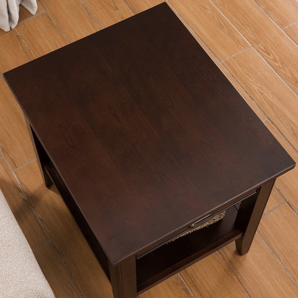 Leick Home 10507 Laurent One Drawer End Table with Shelf， Chocolate Cherry