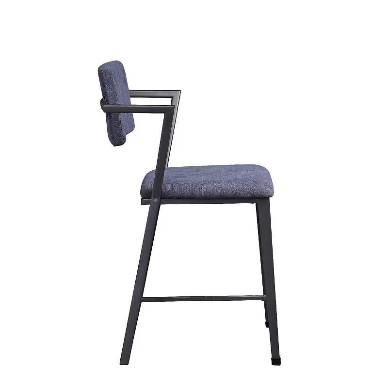 Fabric Upholstered Metal Counter Height Chair， Set of 2，Gray and Black