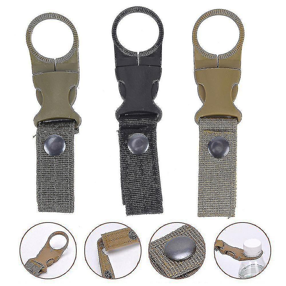 2pcs Outdoor Beverage Water Bottle Hooks Outdoor Tactical Nylon Braided Strap Clips Carabiner Portab