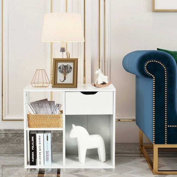 3-tier Side Table with Storage Shelf and Drawer Space - 23.5