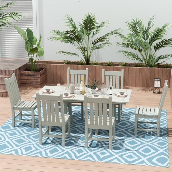 Polytrends Laguna Hdpe All Weather Outdoor Patio Dining Set with Rectangular Table，Armless Dining Chairs (7Piece Set)