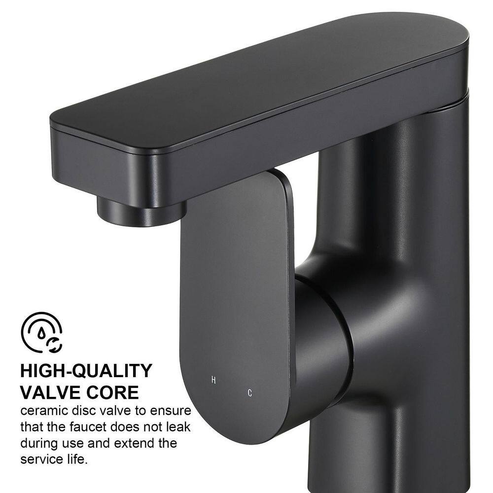 Heemli Rotatable Single Handle Single Hole Bathroom Faucet in Matte Black KBS0101B