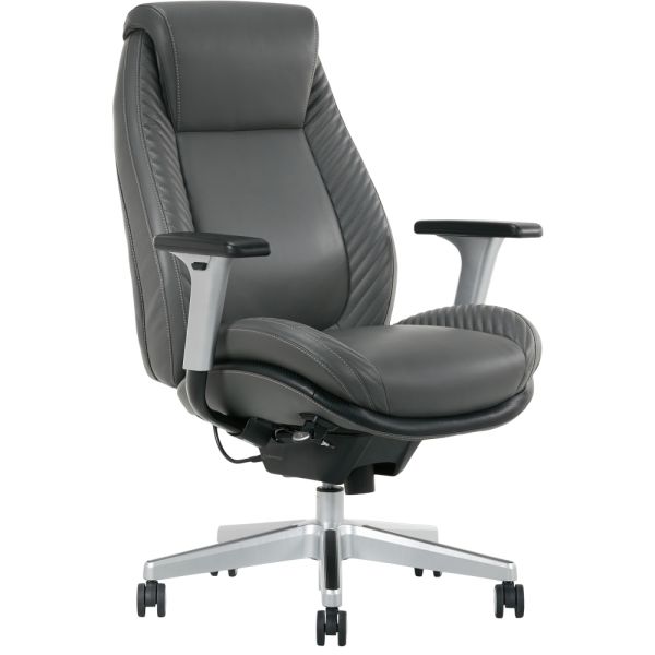 Serta iComfort i6000 Series Ergonomic Bonded Leather High-Back Manager Chair， Gray/Silver