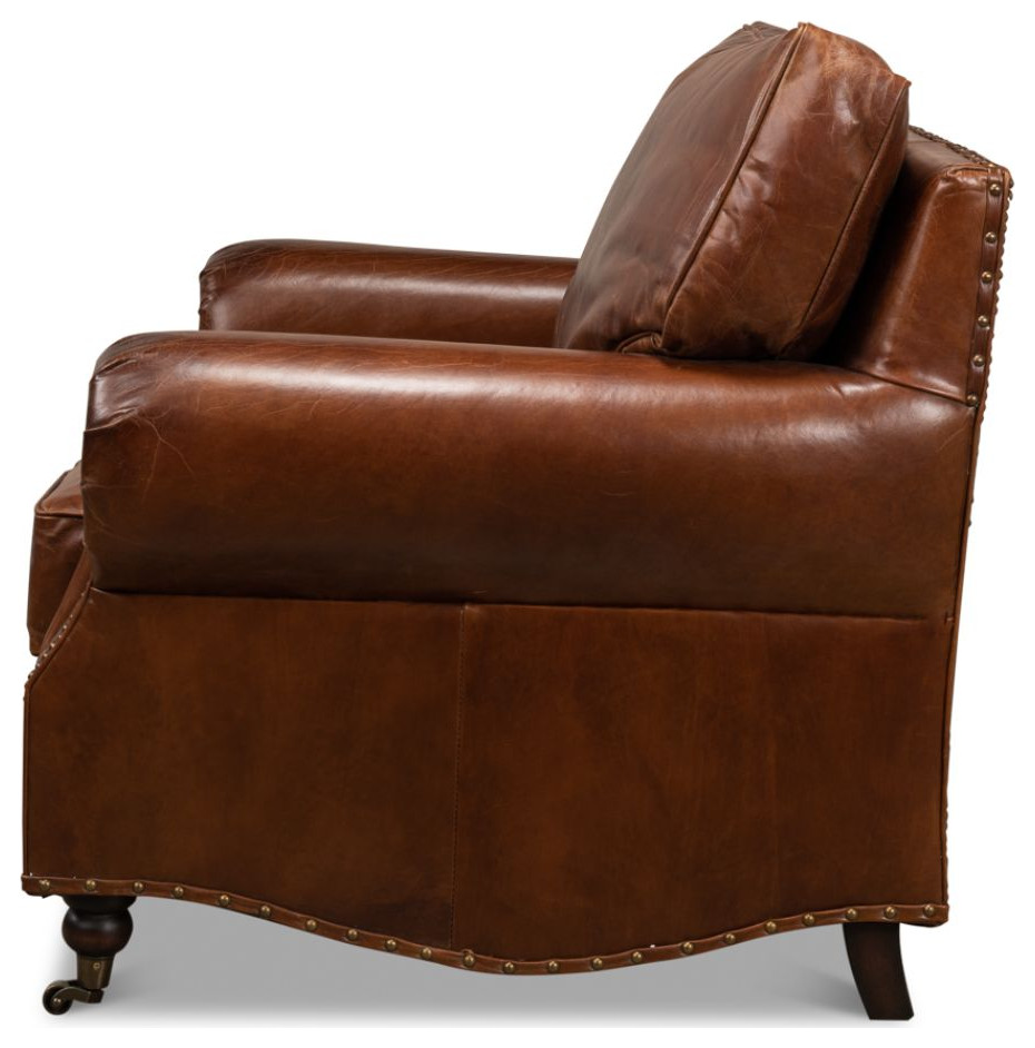 Papa  x27s Chair Comfortable Leather Club Chair   Traditional   Armchairs And Accent Chairs   by Sideboards and Things  Houzz