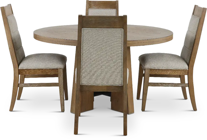 Loft Harbor Light Brown 5 Piece Round Dining Room Set