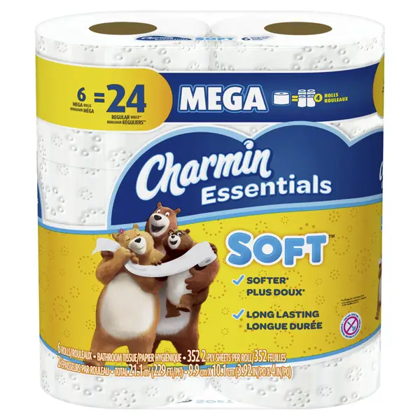 Charmin 6-Pack Essentials Mega Roll Soft Toilet Paper