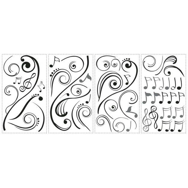 Music Note Scroll Peel And Stick Wall Decal Black Roommates