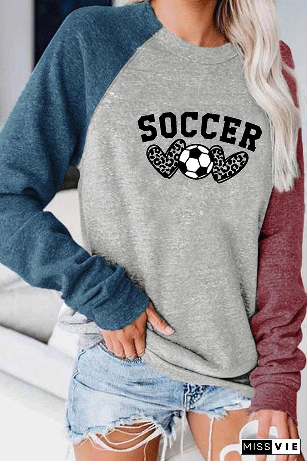 Soccer, Leopard Heart Graphic Tee Wholesale