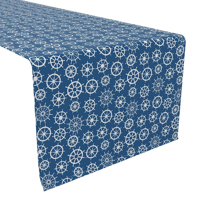 Table Runner， 100% Cotton， 16x72， Boat Wheels