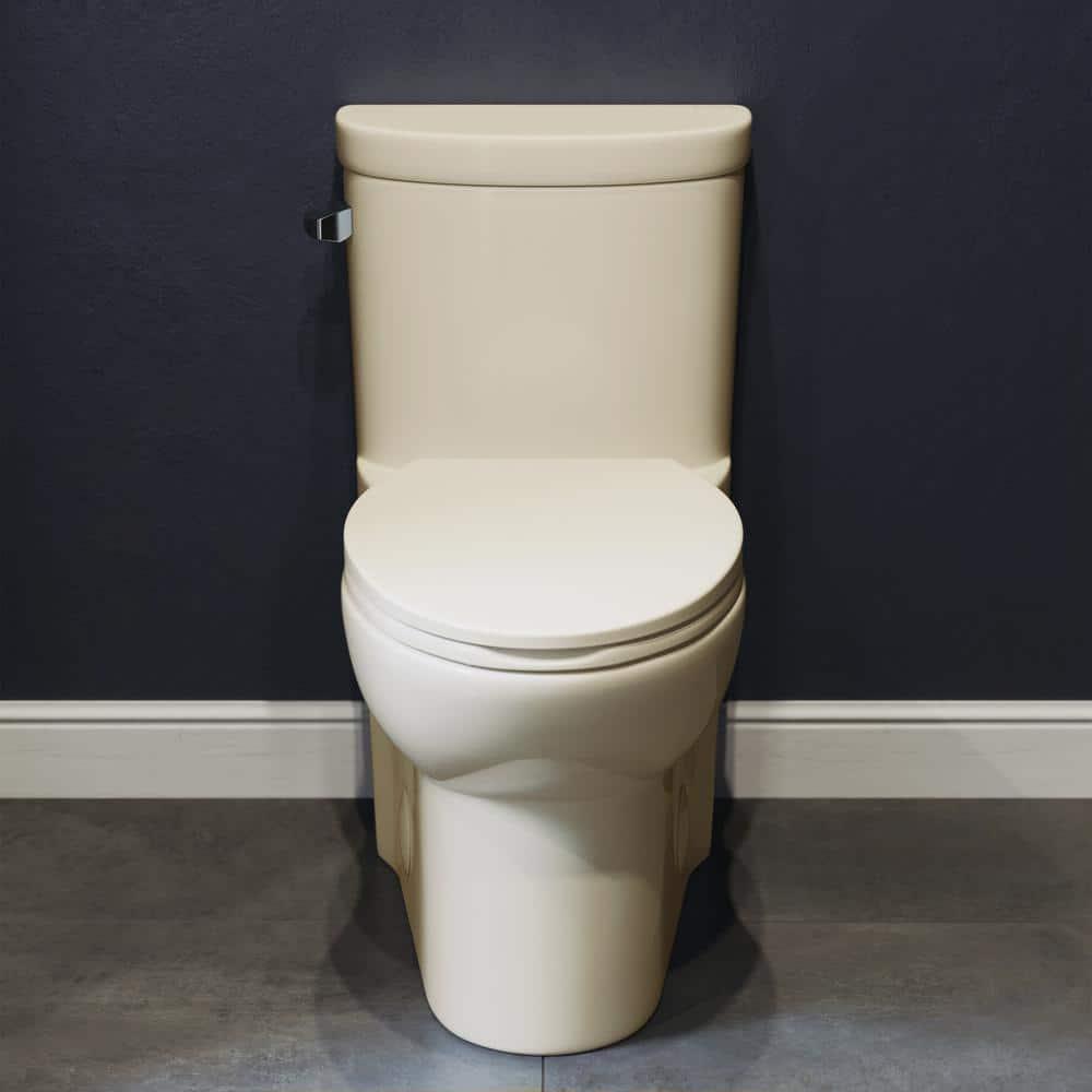 Swiss Madison Sublime 1piece 128 GPF Left Side Single Flush Handle Elongated Toilet in Bisque with Seat Included