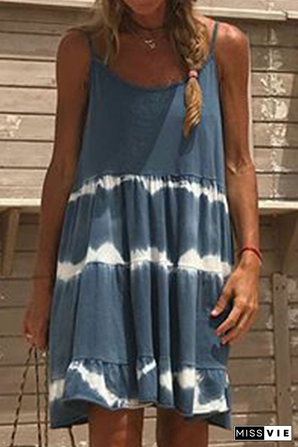 Fashion Casual Print Split Joint Spaghetti Strap Princess Dresses