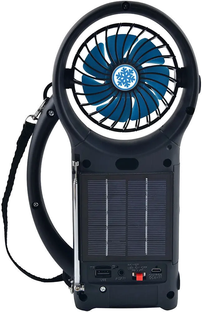 Supersonic Solar Power Bluetooth Speaker with FM Radio， LED Torch Light and Fan