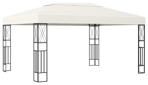 vidaXL Gazebo Canopy Tent Patio Pavilion Lawn Wedding Party Tent Cream Fabric   Transitional   Gazebos   by vidaXL LLC  Houzz