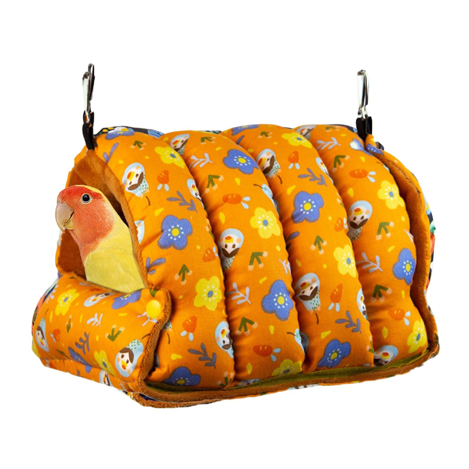 Warm Bird Nest， Hut Comfortable Swing Parrot Hideaway， Bed Birdcage Accessories Orange Large