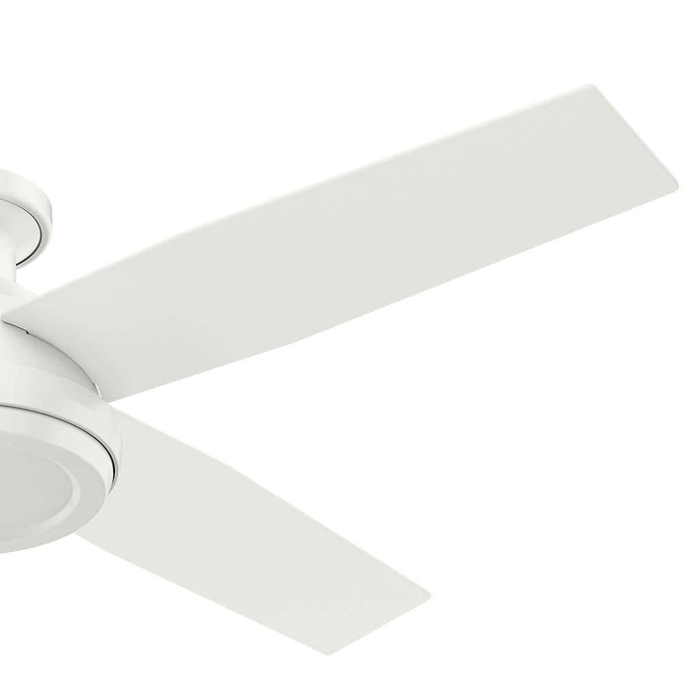 Hunter Dempsey 52 in Low Profile No Light Indoor Fresh White Ceiling Fan with Remote