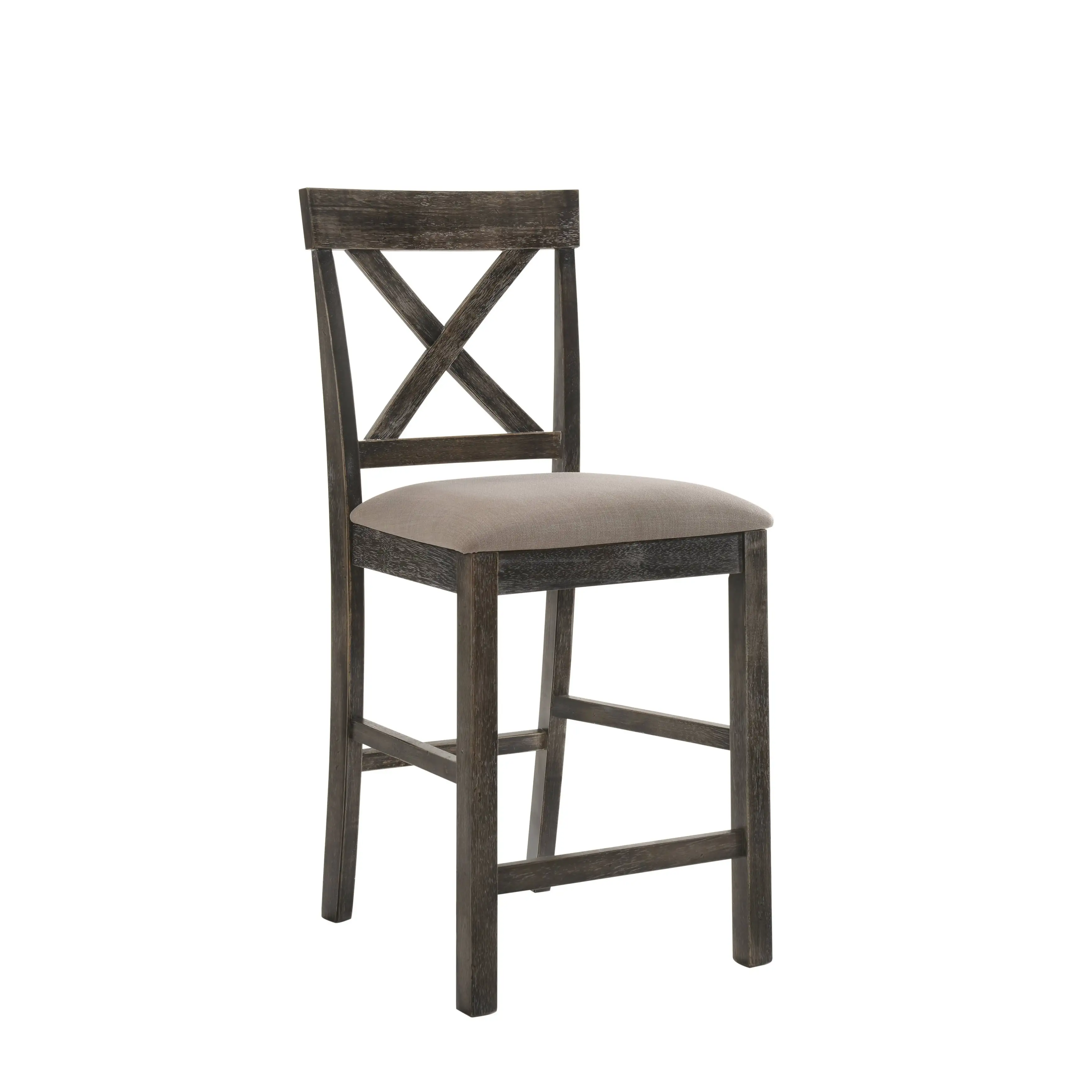 ACME Martha II Counter Height Chair (Set of 2) in Tan Linen and Weathered Gray