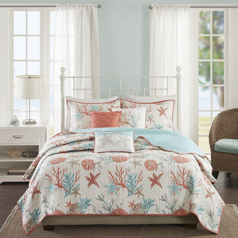 Madison Park Pacific Grove 6-piece Coastal Cotton Quilt Set with Shams and Throw Pillows