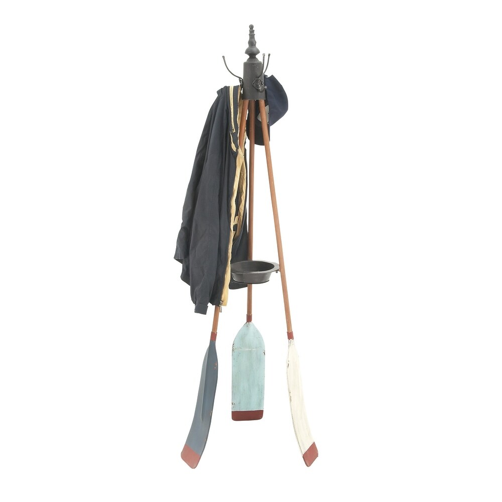 Brown Metal Coastal Coat Rack