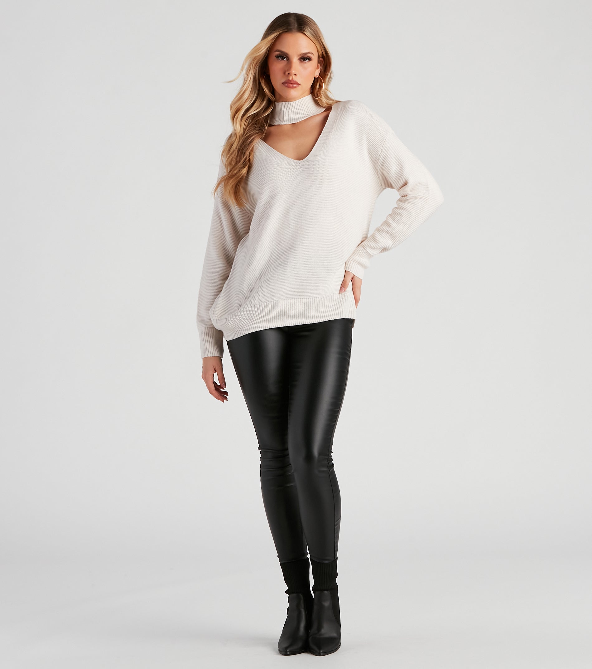 Keeping Knit Chic Mock Neck Sweater