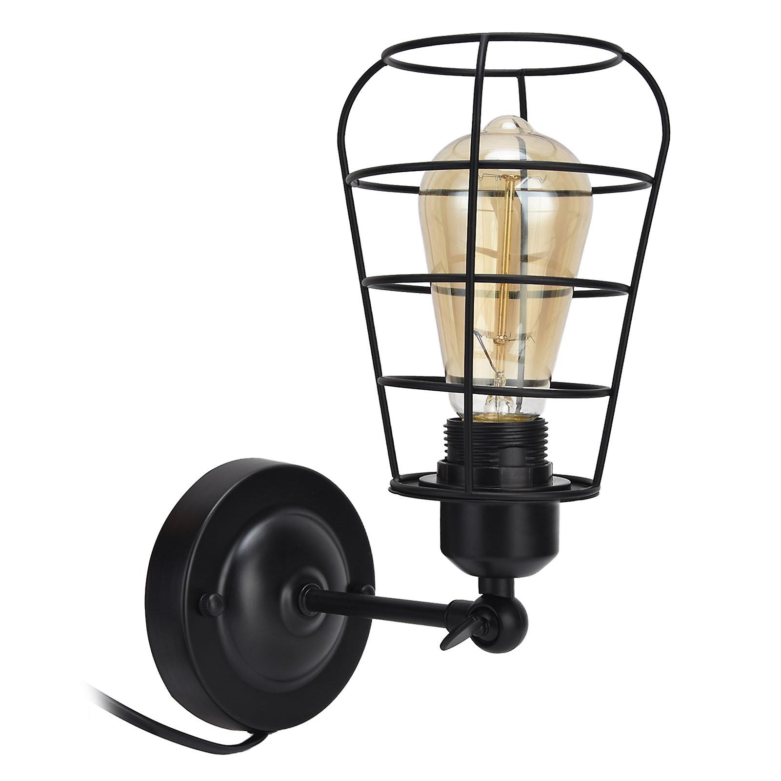 Wrought Iron Wall Light Black Retro Industrial Lamp For Home Bar Restaurant Coffee Shop Hotel 85250veu E27