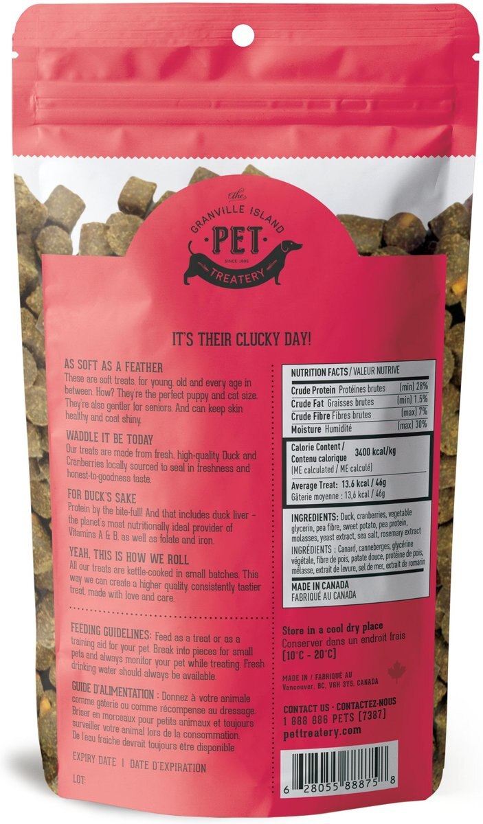 The Granville Island Pet Treatery Get the Duck Outta Here Soft Chew Treats， 6.17-oz bag