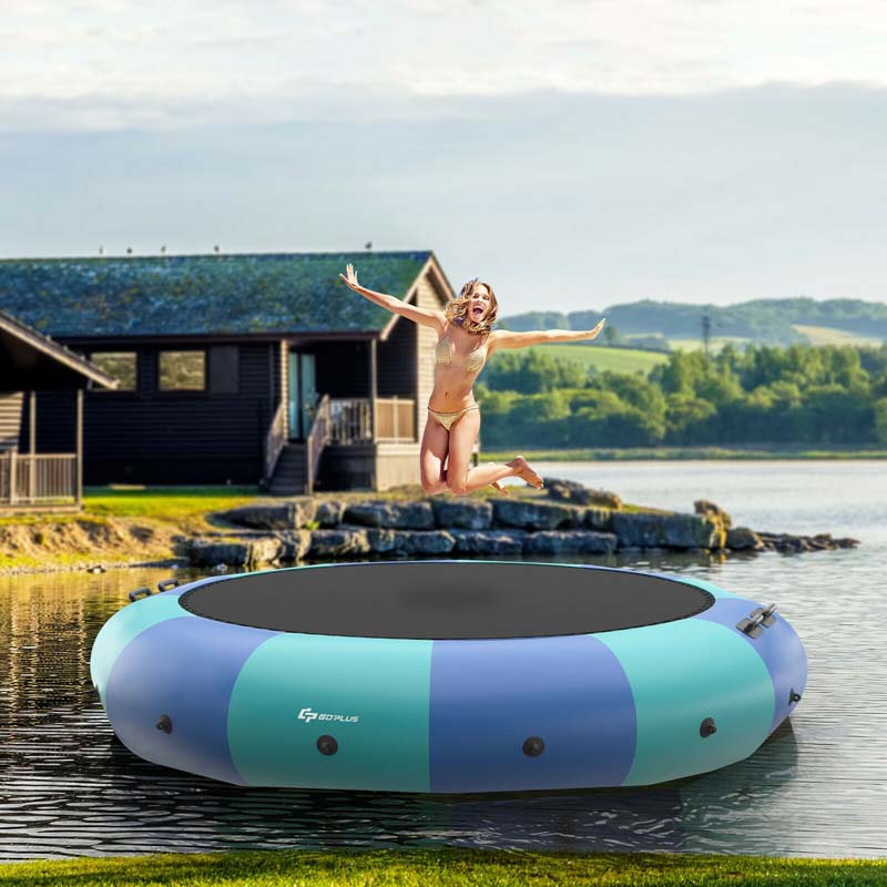 15 FT Inflatable Water Bouncer Trampoline Portable Bounce Swim Platform for Lakes Pools Calm Sea