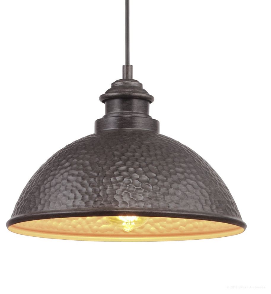 Luxury Hammered Outdoor Pendant Light  12  Aged Pewter Finish   Traditional   Outdoor Hanging Lights   by Urban Ambiance  Houzz