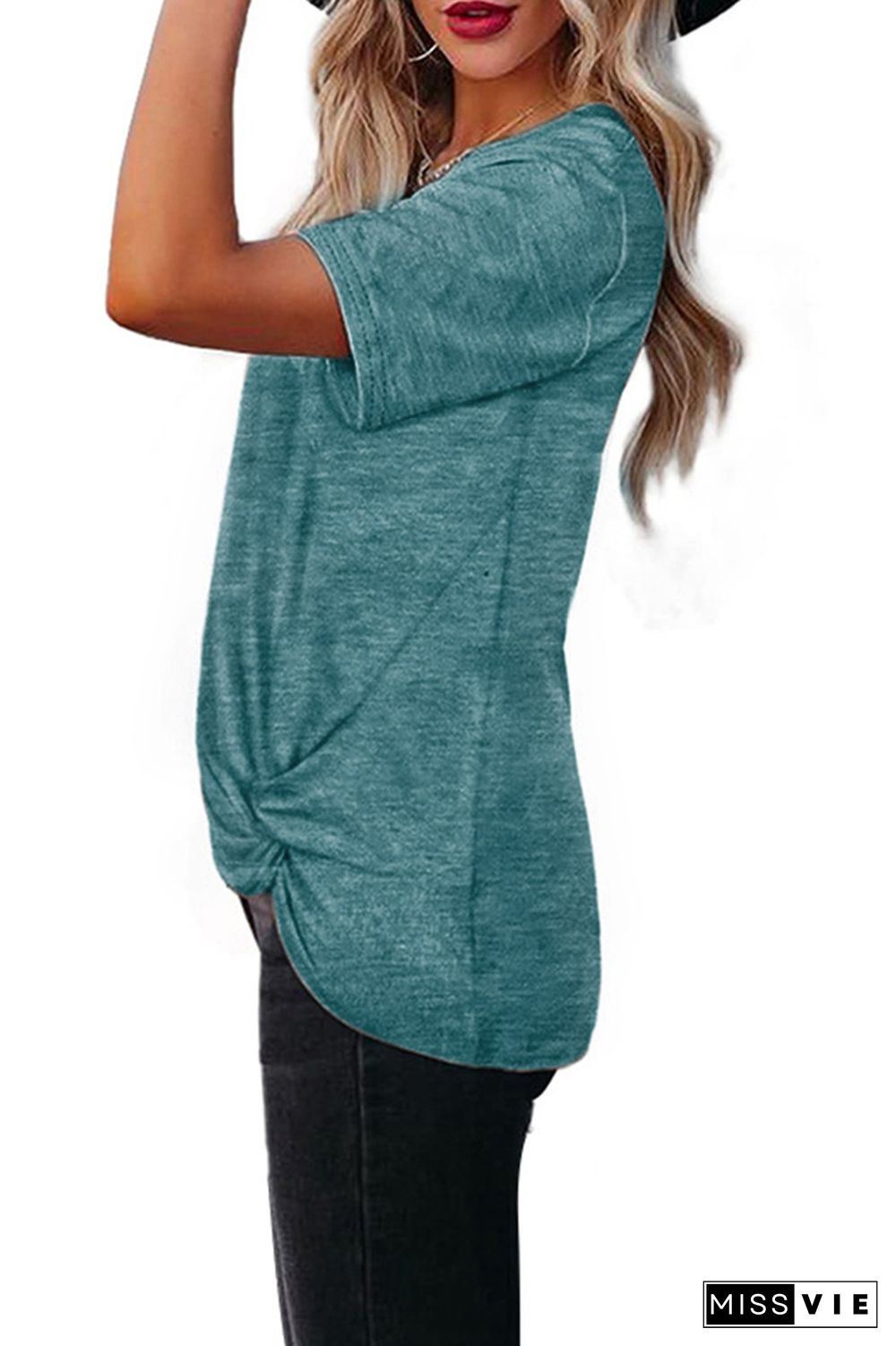 Criss-Cross Twisted Short Sleeves Tee Wholesale