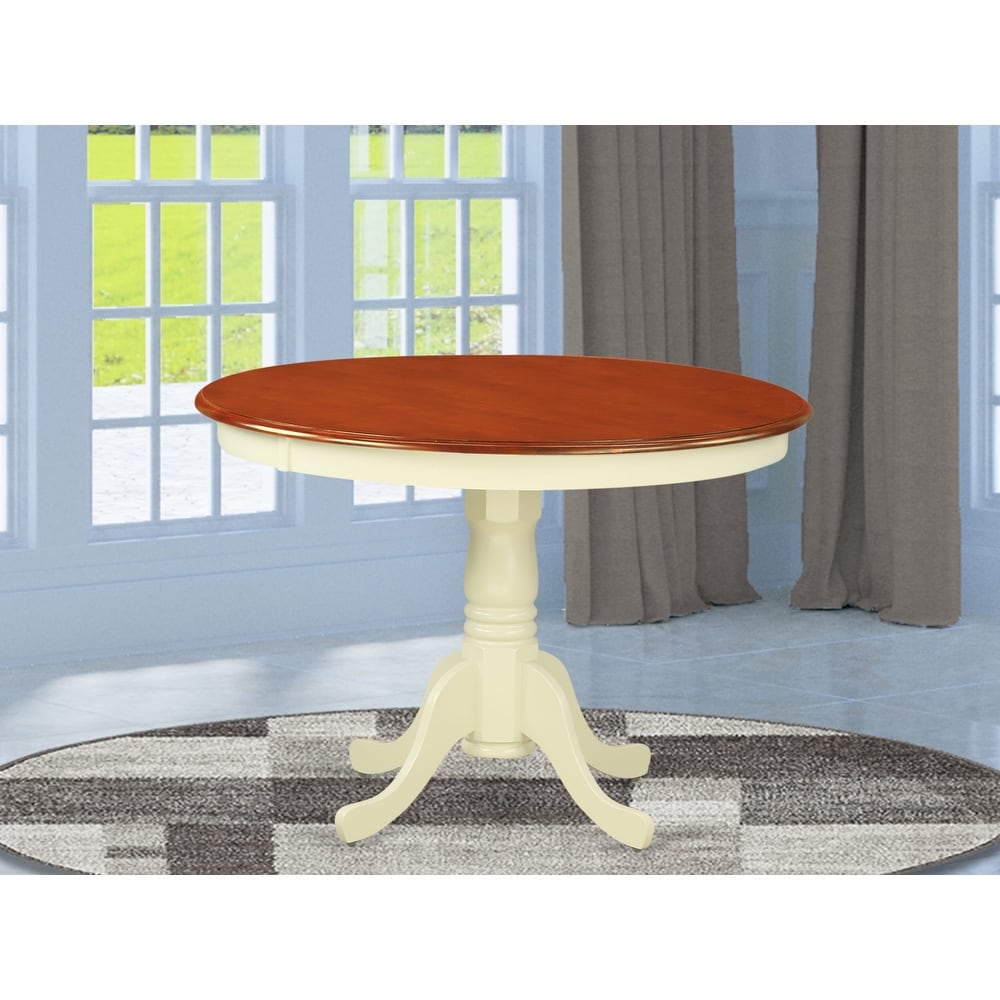 East West Furniture Hartland Dining Table   a Round Table Top with Pedestal Base(Finish Options)