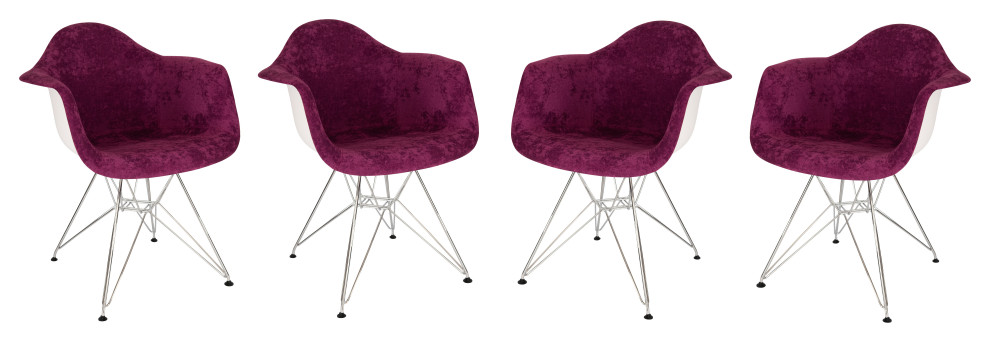 Willow Velvet Eiffel Metal Base Accent Chair Set of 4  Purple  WM24VPR4   Midcentury   Dining Chairs   by clickhere2shop  Houzz