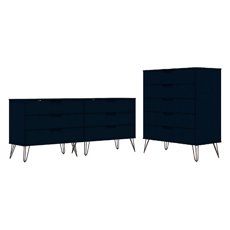 MANHATTAN COMFORT Rockefeller 5-Drawer Tall Dresser and 6-Drawer Wide Dresser 2-Piece Set