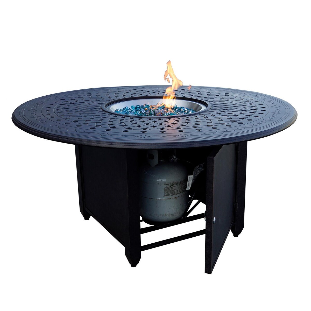 Darlee AC Series 60-Inch Round Propane Fire Pit Dining Table