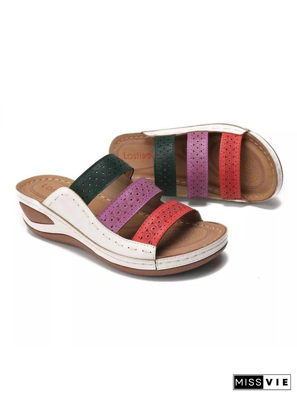 Casual Ethnic Hollow Slippers Wedges