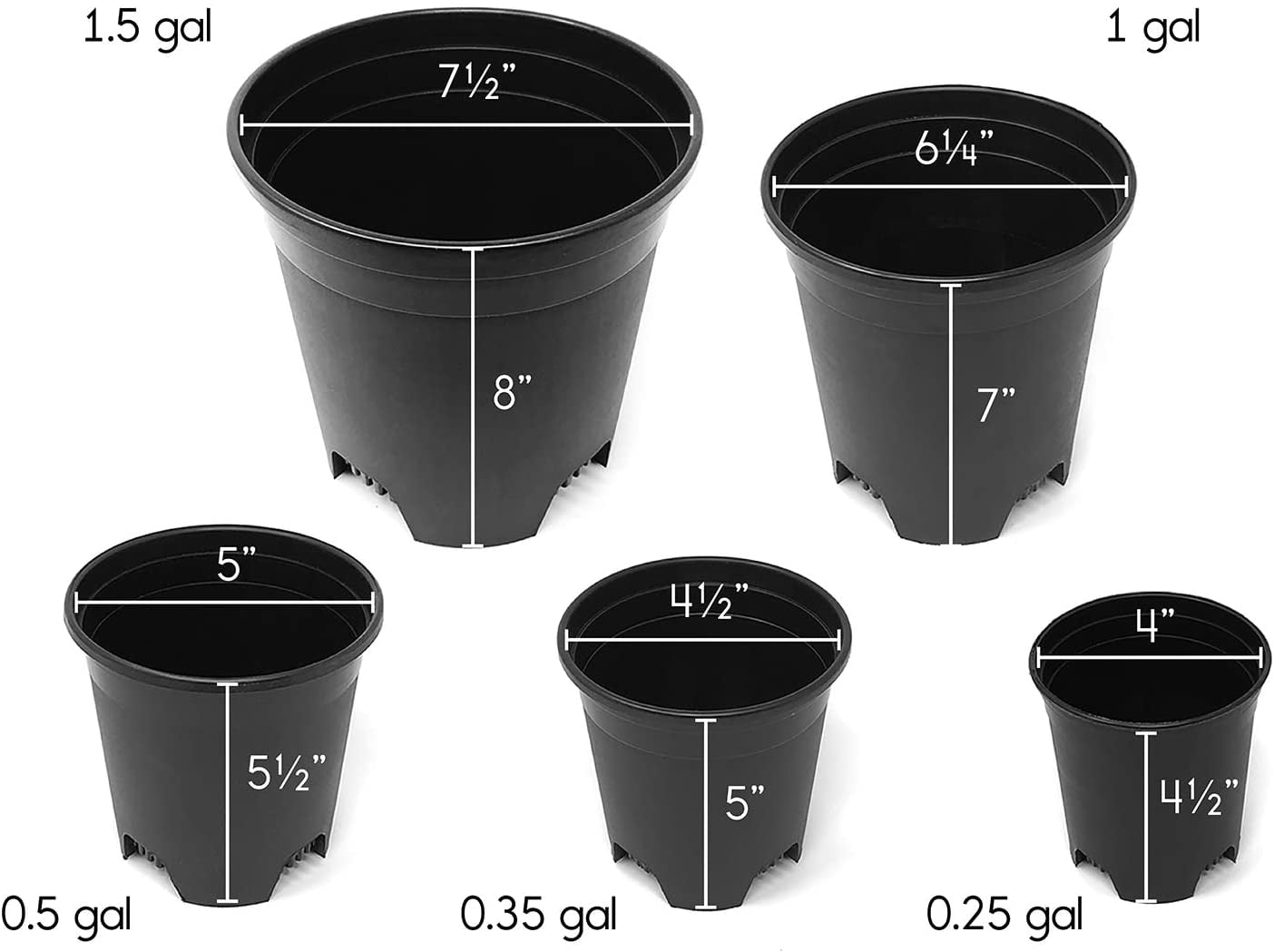 1.5 Gallon Nursery Pot Plastic Planters for Outdoor Indoor Plants Gardening Flower Pots 10-Pack Plant Pots with Drainage Holes