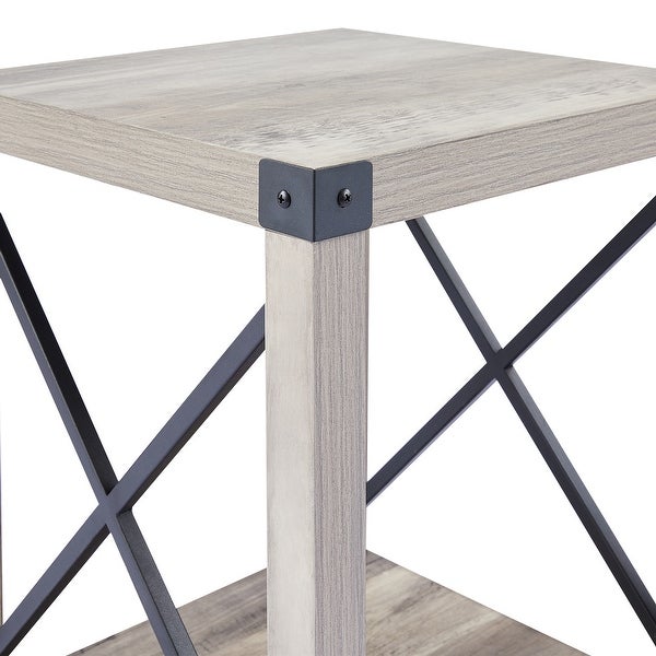 CO-Z 16-Inch Farmhouse Side or End Table with Storage Shelf