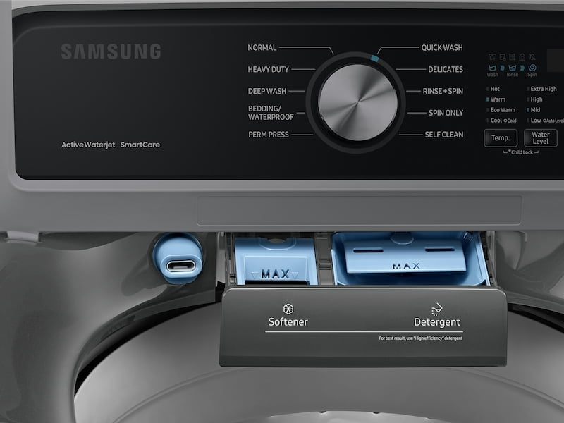 Samsung WA45T3400AP 4.5 Cu. Ft. Capacity Top Load Washer With Active Waterjet In Platinum