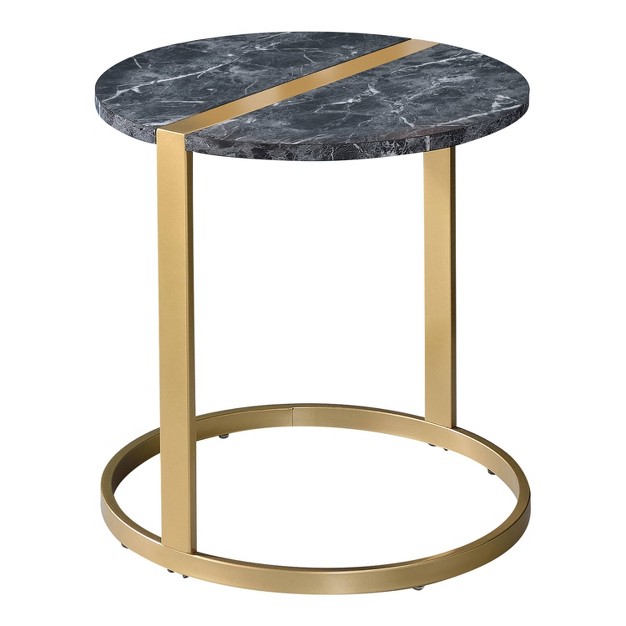 Aldergrove Round Side Table Gold black Mibasics